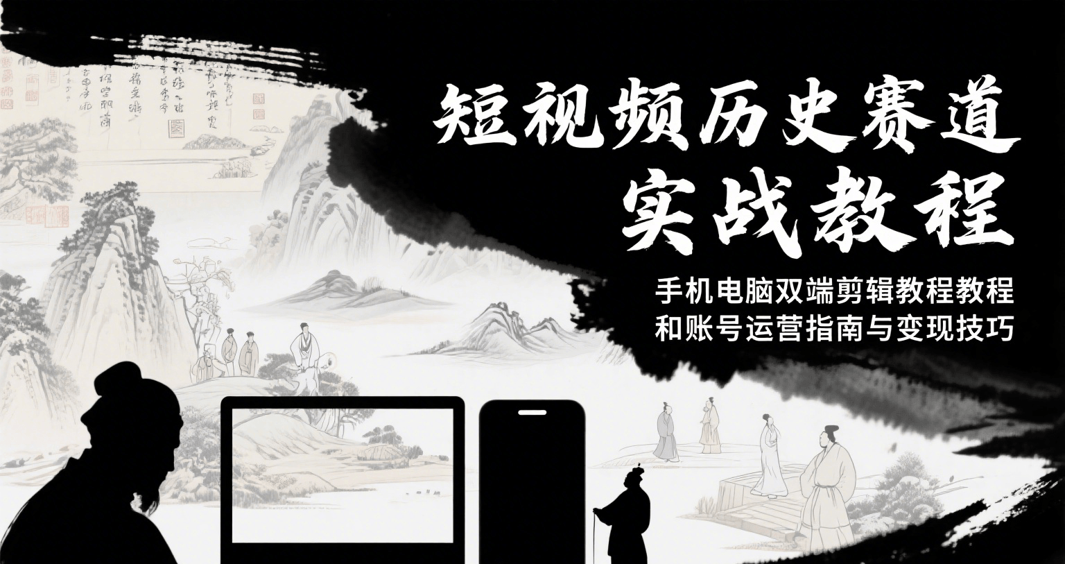 短视频历史赛道实战教程，手机电脑双端剪辑教程和账号运营指南与变现技巧-十一网创
