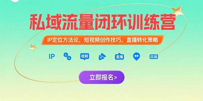 私域流量闭环训练营：IP定位方法论，短视频创作技巧，直播转化策略-十一网创