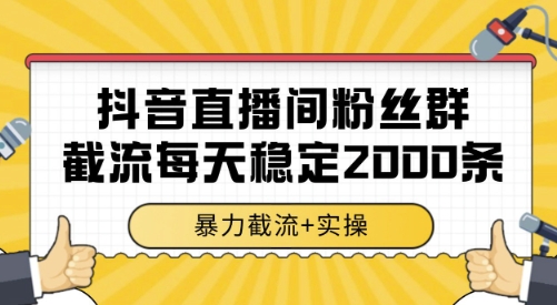 抖音直播间粉丝群截流，稳定采集数据全行业通用2000条数据一天【揭秘】-十一网创
