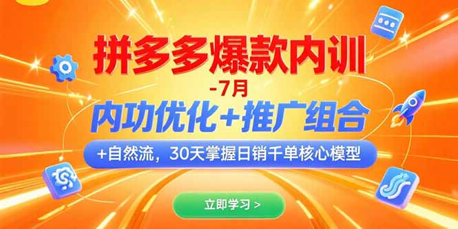 拼多多爆款内训-7月内功优化+推广组合+自然流30天掌握日销千单核心模型-十一网创