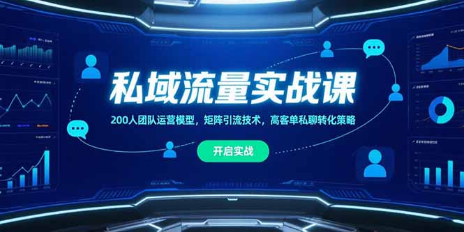私域流量实战课，200人团队运营模型，矩阵引流技术，高客单私聊转化策略-十一网创