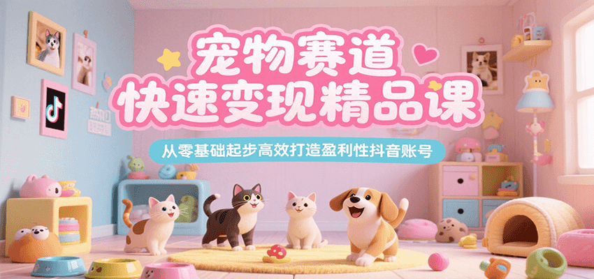 宠物赛道快速变现精品课，从零基础起步高效打造盈利性抖音账号-十一网创
