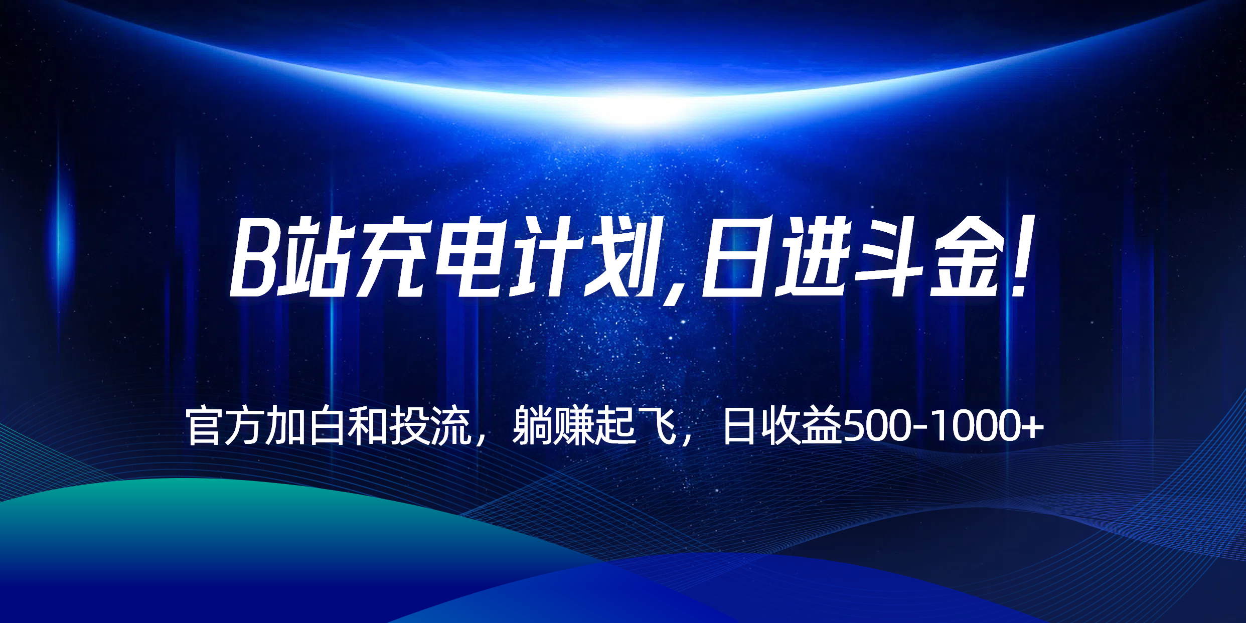 B站充电计划，官方加白和投流，躺赚起飞，日收益500-1000+！-十一网创