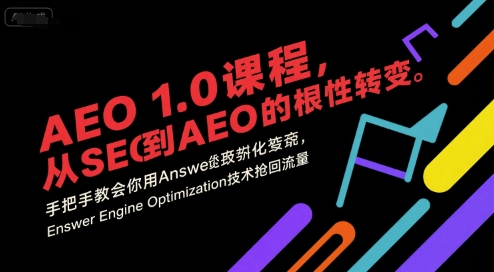AEO1.0课程，从SEO到AE0的基命性转变，手把手教会你用AnswerEngineOptimization技术抢回流量-十一网创
