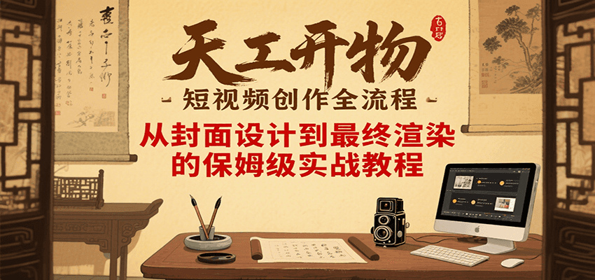 天工开物短视频创作全流程，从封面设计到最终渲染的保姆级实战教程-十一网创