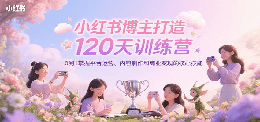 小红书博主打造120天训练营，0到1掌握平台运营、内容制作和商业变现-十一网创