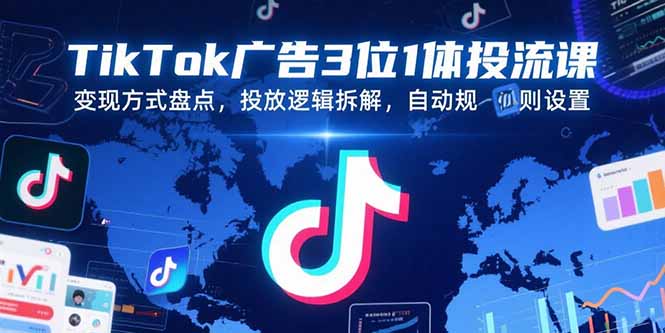 TikTok广告3位1体投流课，变现方式盘点，投放逻辑拆解，自动规则设置-十一网创