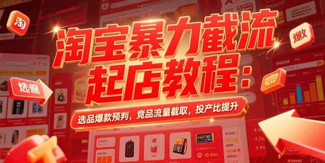 淘宝暴力截流起店教程：选品爆款预判，竞品流量截取，投产比提升-十一网创