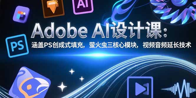 AdobeAI设计课：涵盖PS创成式填充，萤火虫三核心模块，视频音频延长技术-十一网创