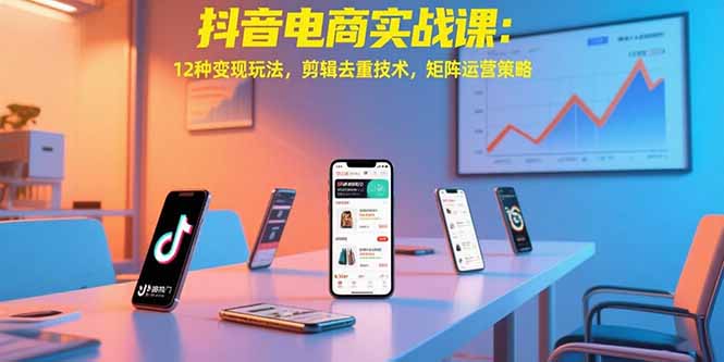 抖音电商实战课：12种变现玩法，剪辑去重技术，矩阵运营策略-十一网创