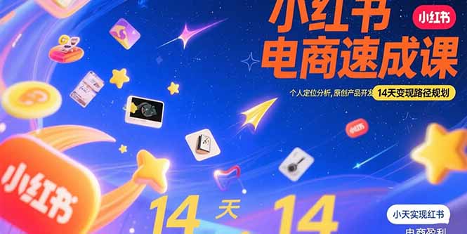 小红书虚拟电商速成课：个人定位分析，原创产品开发，14天变现路径规划-十一网创