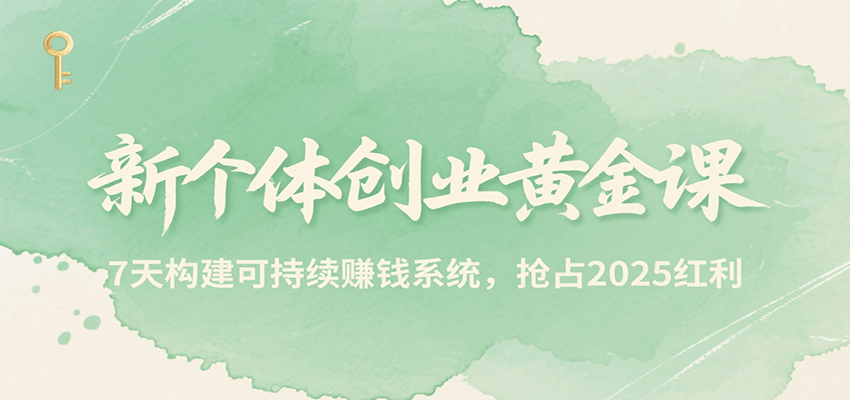 新个体创业黄金课，7天构建可持续赚钱系统，抢占2025红利-十一网创