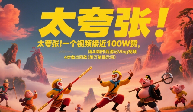 太夸张！一个视频接近100W赞，用AI制作西游记Vlog视频，全流程拆解来了(附万能提示词)-十一网创