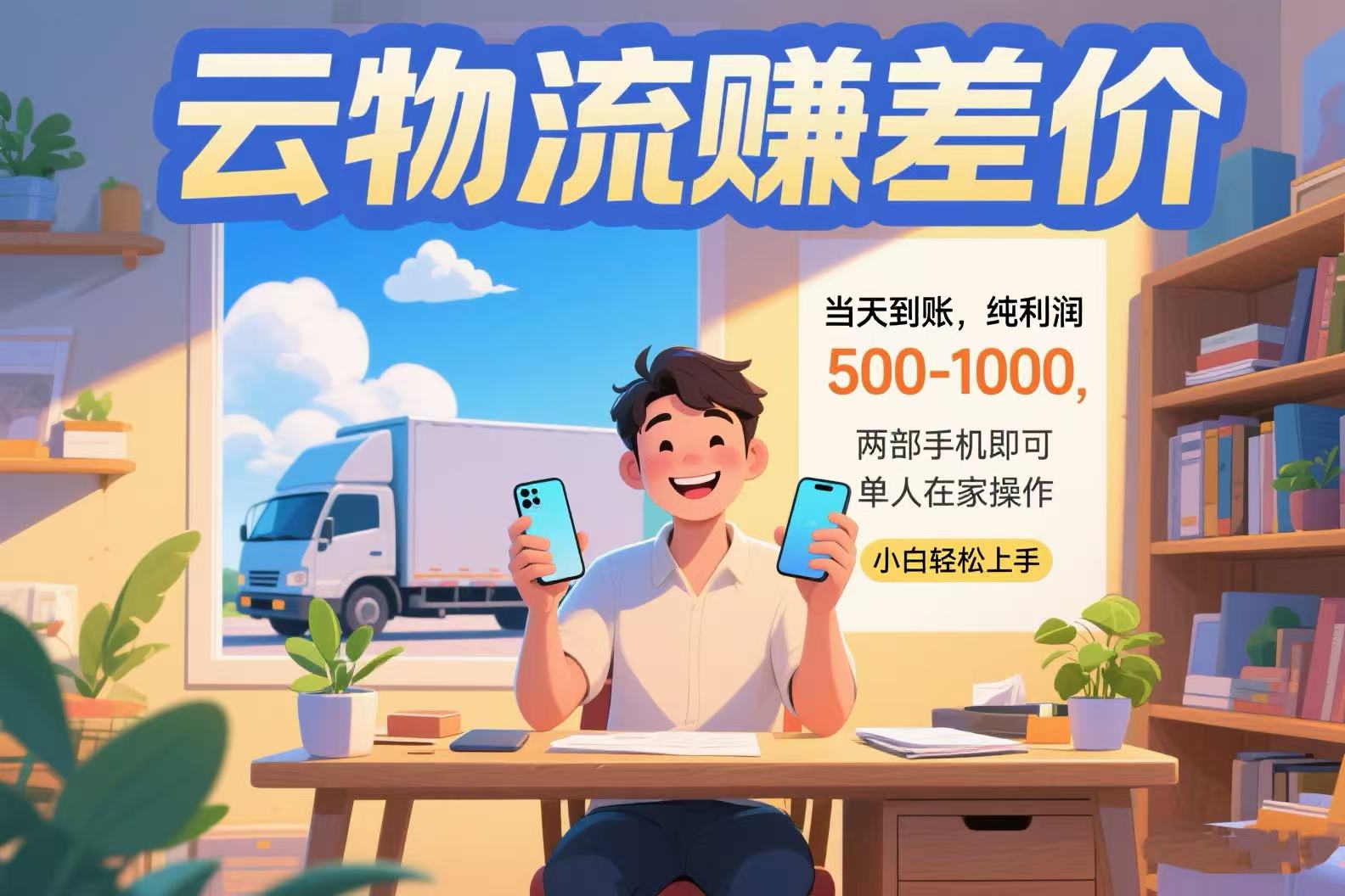 云物流赚差价当天到账纯利润500-1000两部手机即可可单人在家操作小…-十一网创