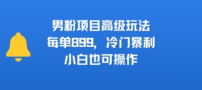 男粉项目高级玩法，每单899，冷门暴利，小白也可操作-十一网创