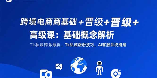 跨境电商基础+晋级+高级课：基础概念解析,Tk私域涨粉技巧,AI客服系统搭建-十一网创