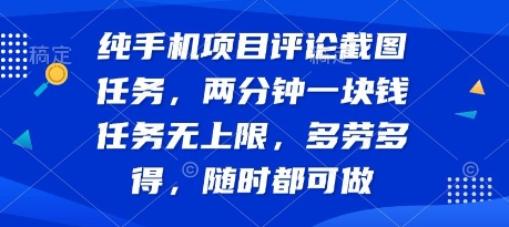 纯手机项目评论截图任务，两分钟一块钱任务无上限多劳多得，随时随地都能做【揭秘】-十一网创