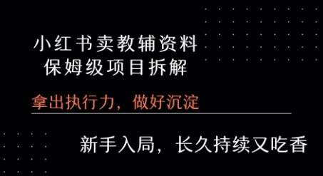 小红书卖小学教辅资料 保姆级项目拆解 1次课程彻底讲清楚!-十一网创
