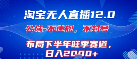 淘宝无人直播12.0，不封号，不违规，布局下半年旺季赛道，日入1k+(独家技术)【揭秘】-十一网创