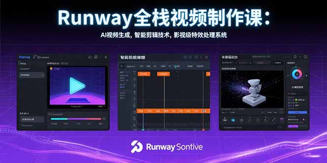 Runway全栈视频制作课：AI视频生成，智能剪辑技术，影视级特效处理系统-十一网创