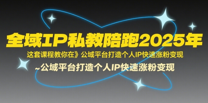 全域IP私教陪跑2025年，这套课程教你在​公域平台打造个人IP快速涨粉变现-十一网创