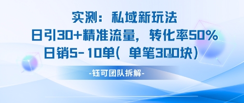 实测私域新玩法日引30加精准流量转化率50%日销5-10单每笔3张-十一网创