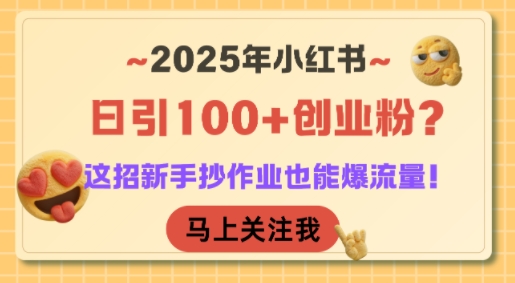 2025年小红书日引100+创业粉？这招新手抄作业也能爆流量！-十一网创