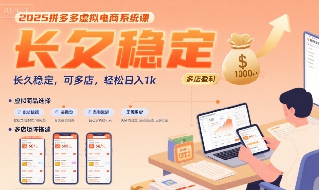 2025拼多多虚拟电商系统课，长久稳定，可多店，轻松日入1k-十一网创