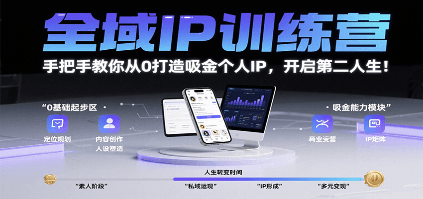 全域IP训练营，手把手教你从0打造吸金个人IP，开启第二人生！-十一网创