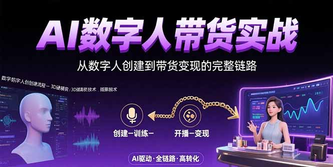 AI数字人+带货实战：从数字人创建到带货变现的完整链路-十一网创