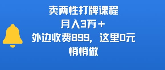 卖两性打牌课程，月入3W+外边收费899的课程，这里0元，悄悄做-十一网创