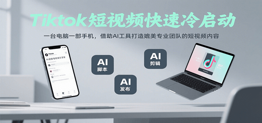 Tiktok短视频快速冷启动，一台电脑一部手机，借助AI工具打造媲美专业团队的短视频内容-十一网创