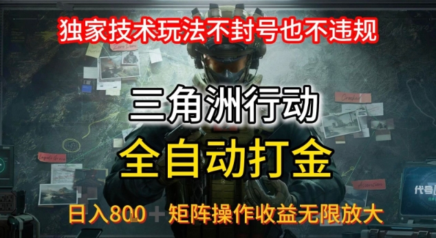 三角洲最新全自动G机，独家技术玩法，不封号也不违规，日入8张+可矩阵操作，收益无限放大【揭秘】-十一网创