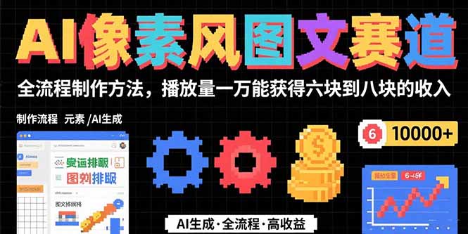AI像素风图文赛道：全流程制作方法，播放量一万能获得6块到8块的收入-十一网创