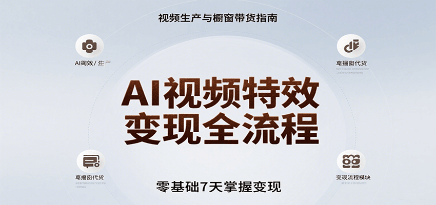 AI视频特效变现全流程，零基础7天掌握视频生产到橱窗带货变现-十一网创