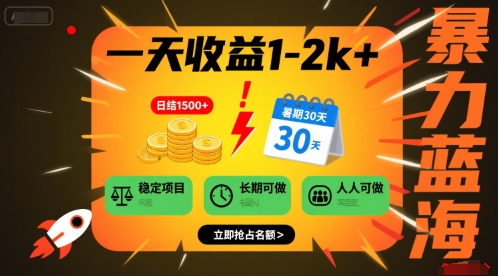 一天收益1-2k+稳定项目，暑期暴力蓝海项目，长期稳定，人人可做【揭秘】-十一网创