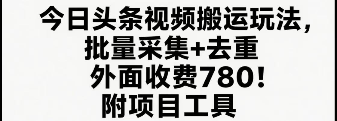 今日头条视频搬运玩法，软件一键去重，轻松日入500+附项目工具-十一网创