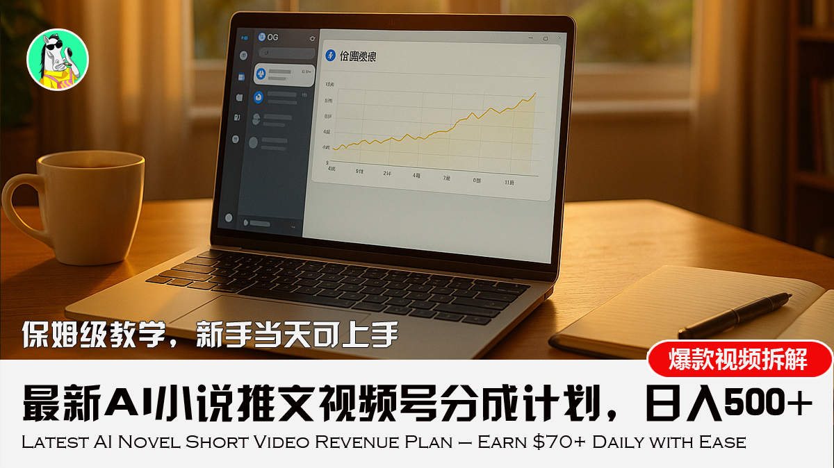 最新AI小说推文视频号分成计划，新手小白也能当天日入500+教程-十一网创