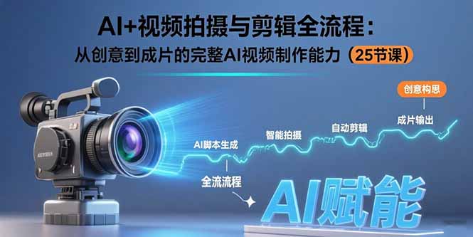 AI+视频拍摄与剪辑全流程：从创意到成片的完整AI视频制作能力(25节课-十一网创