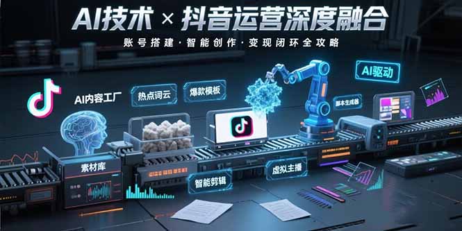 AI技术与抖音运营的深度融合应用：涵盖账号搭建、内容创作、收益变现等-十一网创