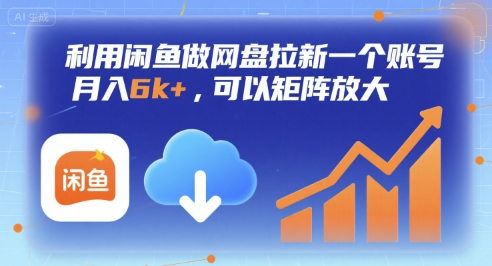 利用闲鱼做网盘拉新一个账号，月入6k+，可以矩阵放大-十一网创
