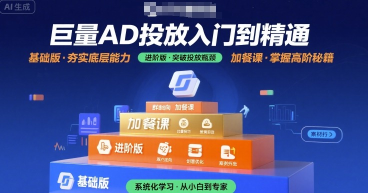 巨量AD投放入门到精通，基础版+进阶版+加餐课-十一网创