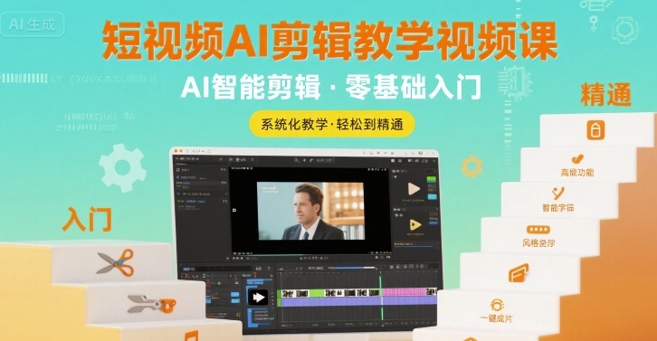 短视频AI剪辑教学视频课，入门到精通-十一网创