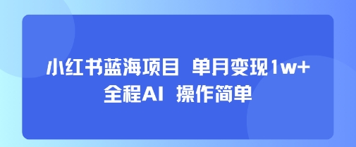 小红书蓝海项目单月变现1w+全程AI操作简单-十一网创