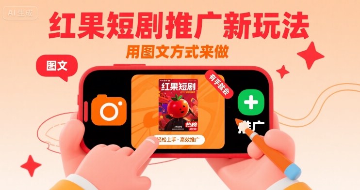 红果短剧推广新玩法，用图文方式来做，有手就会-十一网创