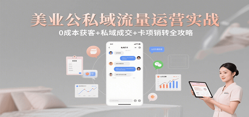 美业公私域流量运营实战：0成本获客+私域成交+卡项销转全攻略-十一网创