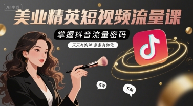 美业精英短视频流量课，掌握抖音流量密码，天天有询单，条条有转化-十一网创