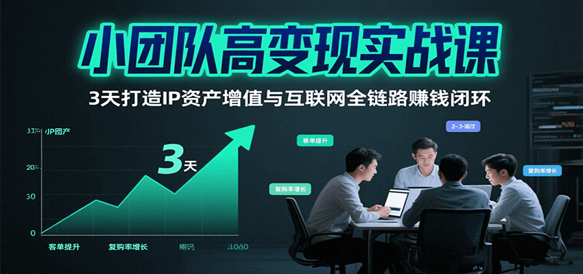 小团队高变现实战课，3天打造IP资产增值与互联网全链路赚钱闭环(第二期)-十一网创