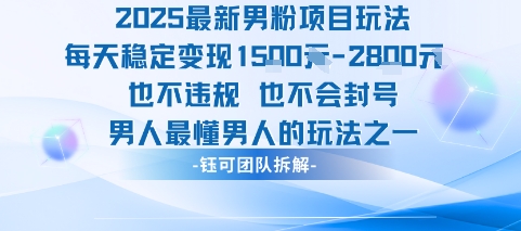 2025最新男粉项目玩法每天变现1k+也不违规也不会封号男人最懂男人的玩法-十一网创