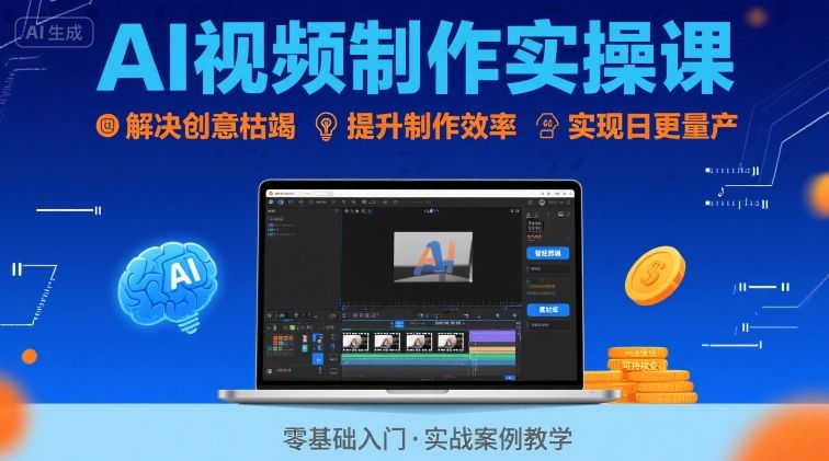 Ai视频制作实操课，解决创意枯竭、效率低下痛点，实现日更量产可持续变现-十一网创